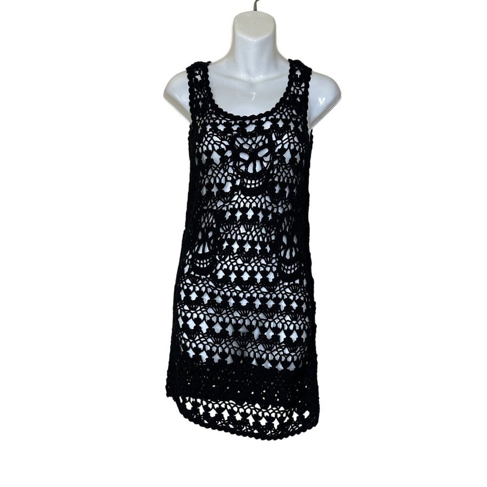 Tripp NYC Goth Punk Crochet Sweater Mini Sleeveless Womens Sz S Goblincore Witch
